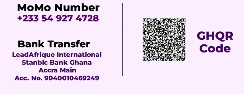LeadAfrique GHQR donation code